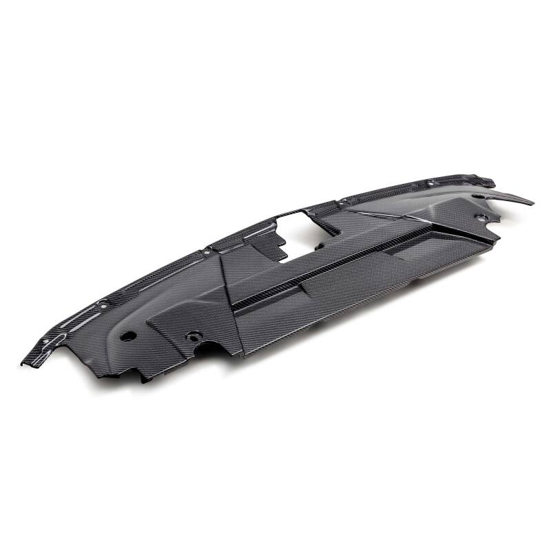 High-gloss carbon fiber radiator cover for 2024+ Ford Mustang engine bay