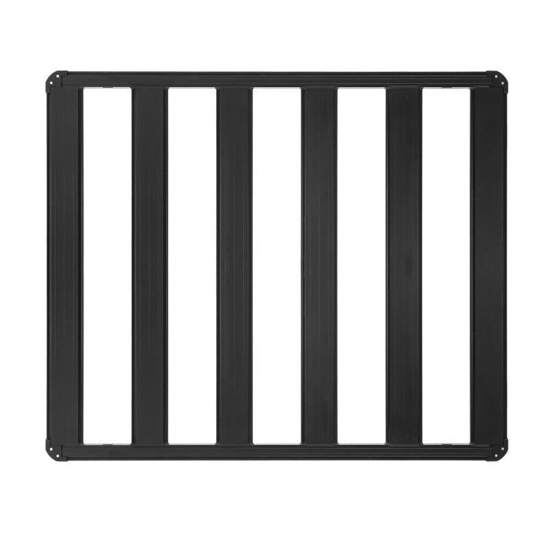 ARB BASE Rack 49in x 51in textured black aluminum roof rack showing dovetail extrusion beams and welded construction.