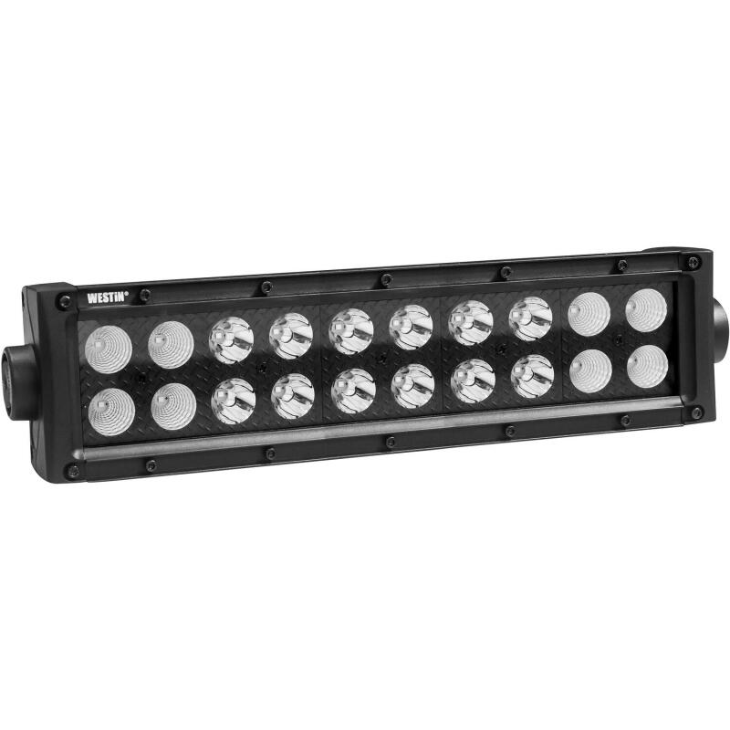 Westin B-FORCE 10-inch double row LED light bar with black diamond plate face and side mounting brackets
