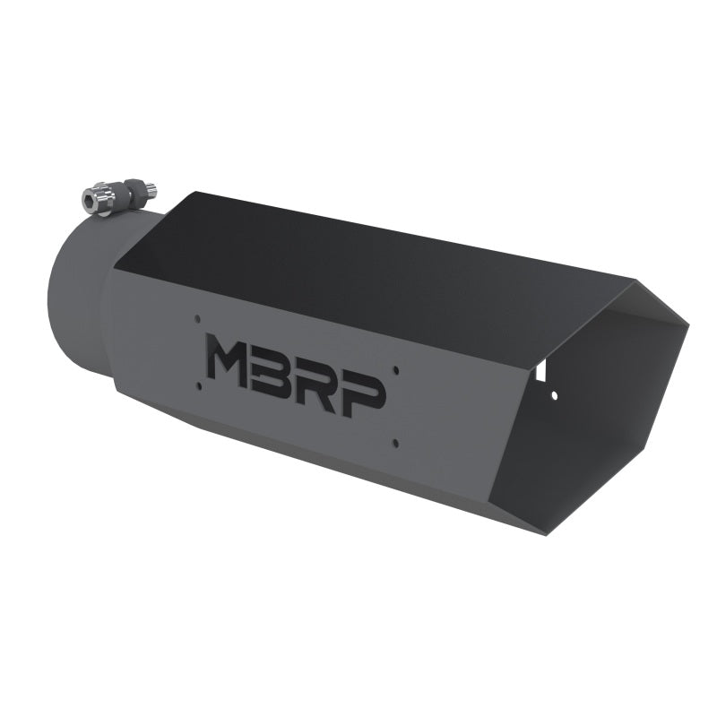 MBRP dual-walled black coated hex exhaust tip with a 4-inch inlet and straight-cut profile.