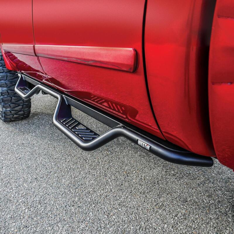 Westin Outlaw Drop Nerf Step Bars; 1.5in Tube; Textured Black - Fits 1999-2016 Ford F-250/F-350 Super Duty Crew Cab