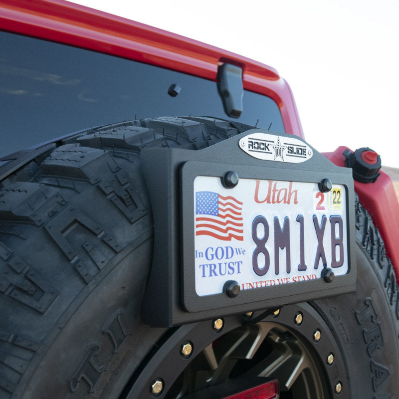 Rock Slide Engineering EZ Plate spare tire license plate relocation bracket mount