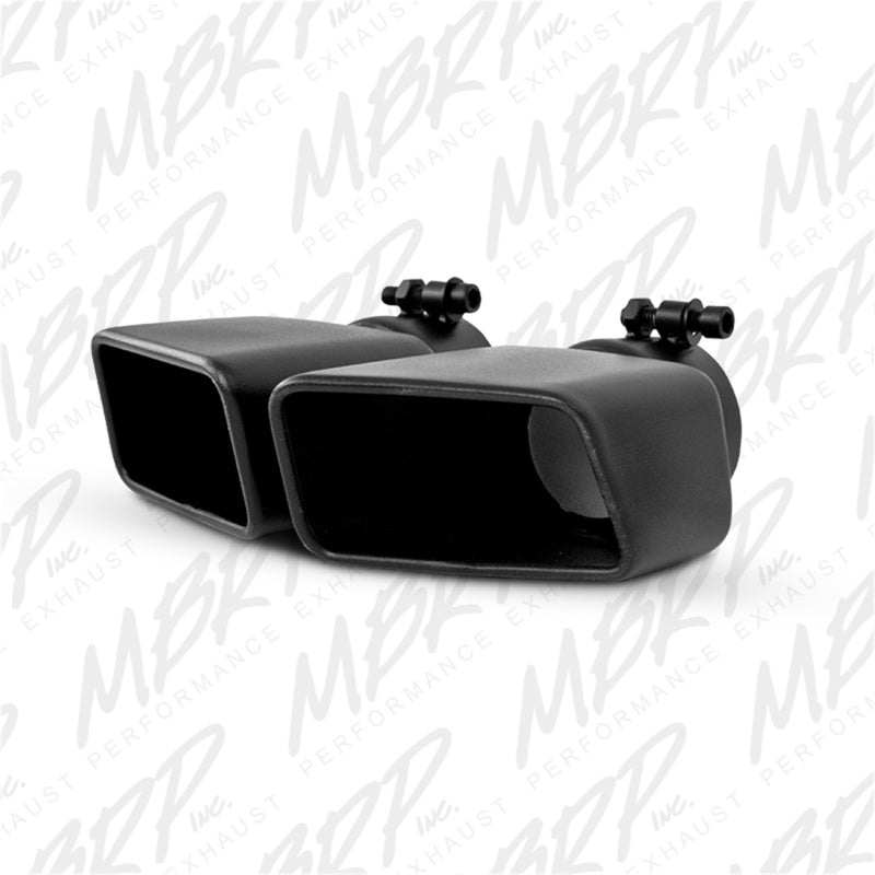 MBRP black T304 stainless steel rectangular angled cut exhaust tip with 3-inch inlet and bolt-on hardware