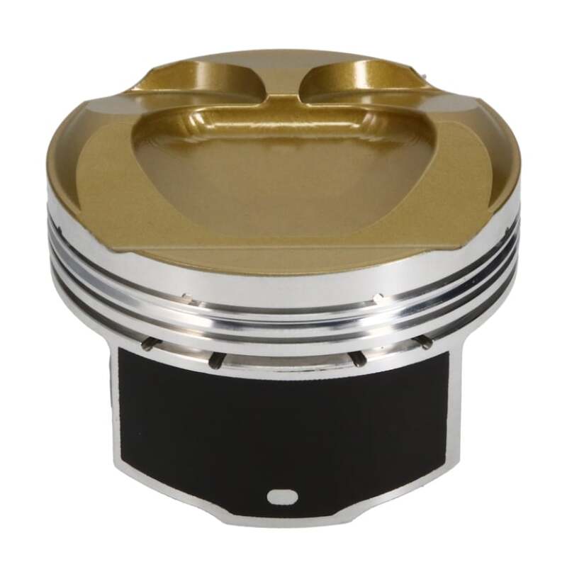 Four JE Pistons Ultra Series forged pistons for Honda K20C featuring ceramic crown coating and lateral gas ports.