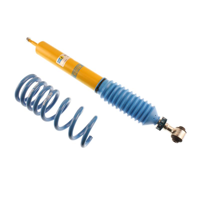 Bilstein B16 PSS10 performance coilover kit featuring monotube dampers, threaded bodies, and blue coil springs.