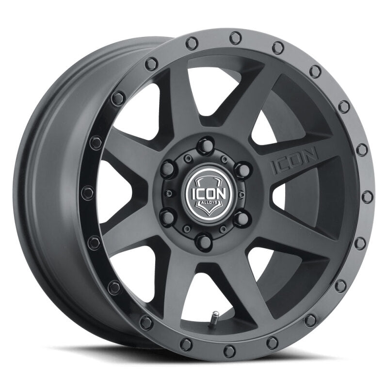 ICON Alloys REBOUND 18x9 wheel in double black with a concave spoke design and 6x135 bolt pattern.