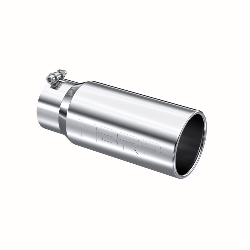 MBRP mirror polished T304 stainless steel exhaust tip with 5-inch rolled straight-cut outlet and 4-inch inlet