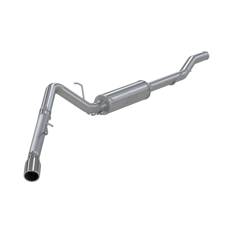 MBRP Armor Plus Series single side exit cat-back exhaust system in T409 stainless steel with mandrel-bent tubing.