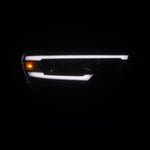 AlphaRex LUXX-Series black LED projector headlights with sequential signals for 2025-2026 Dodge Ram 1500.