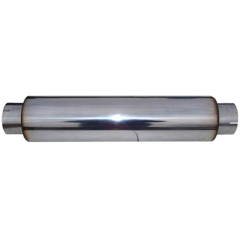 MBRP T304 stainless steel exhaust muffler with 4-inch inlet and outlet and 24-inch body.