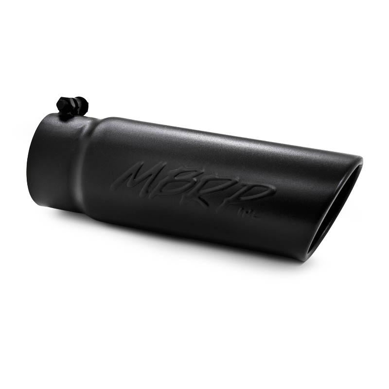 MBRP black finished T304 stainless steel exhaust tip with 4 inch angled rolled end and 3.5 inch inlet