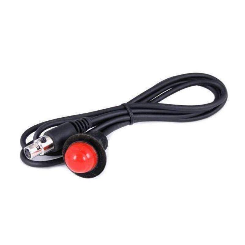 Rugged Radios hole mount push-to-talk button assembly with 48-inch straight black cable and industry-standard connector.