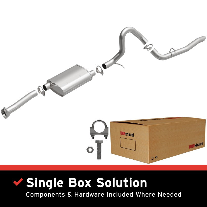 Aluminized steel mandrel-bent direct-fit replacement exhaust kit for 1999-2004 Ford Mustang including clamps and hardware.