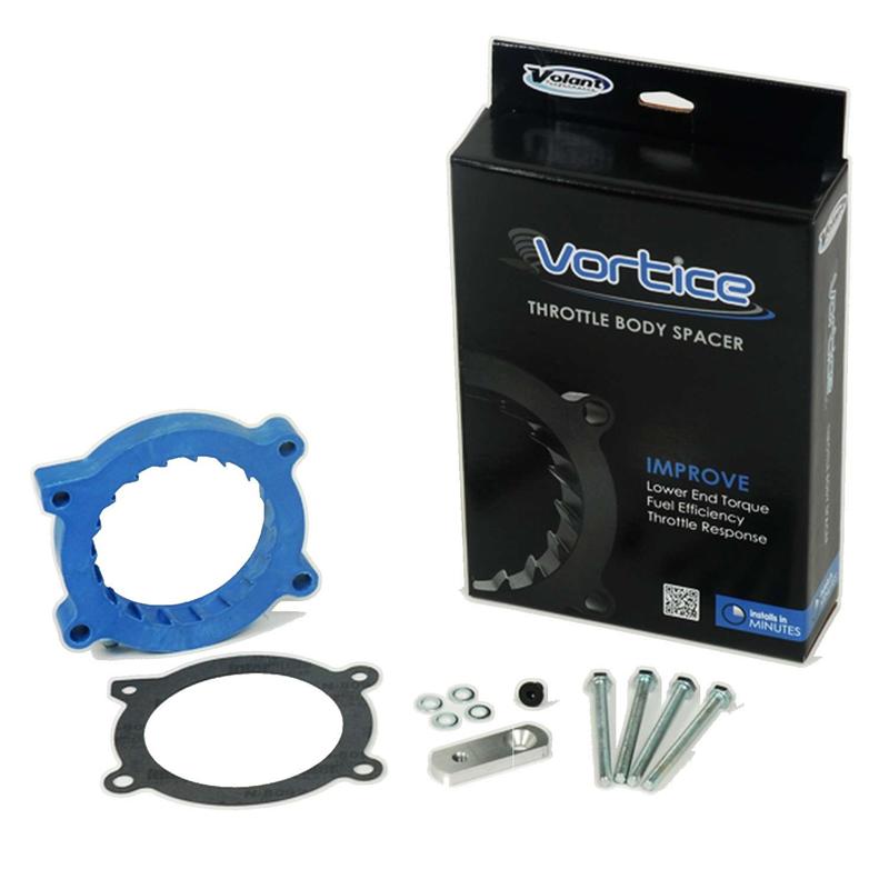 Volant black glass-filled nylon throttle body spacer with mounting hardware for GM V8 engines