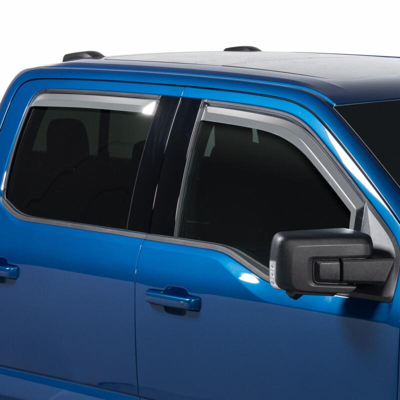Set of four Putco Element chrome in-channel window deflectors for Ford F-Series Super Crew trucks