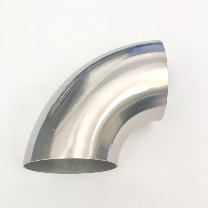 Ticon Industries 4.0-inch 90-degree titanium elbow with 1.5mm wall thickness and 3.5-inch center line radius.