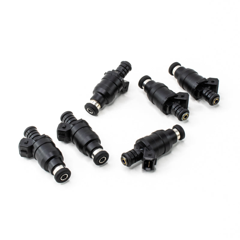 Set of six DeatschWerks 1000cc top feed low impedance fuel injectors for Nissan RB26DETT engines.