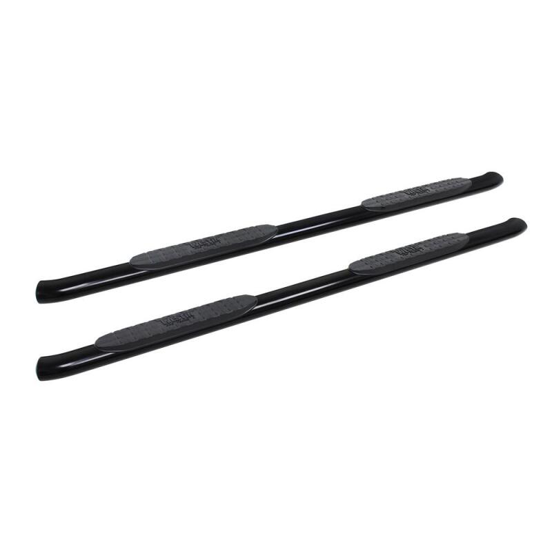 Westin PRO TRAXX 4 black 4-inch oval nerf step bars with non-slip polymer pads for Ram 1500 Crew Cab.