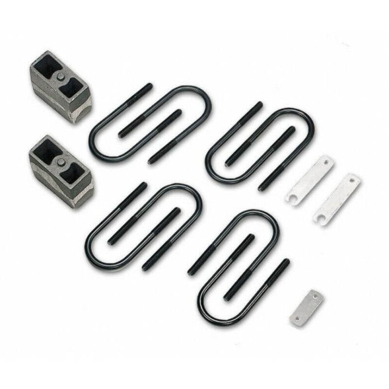 Tuff Country 3-inch suspension lift kit components including rear blocks and mounting hardware for Chevy and GMC trucks.