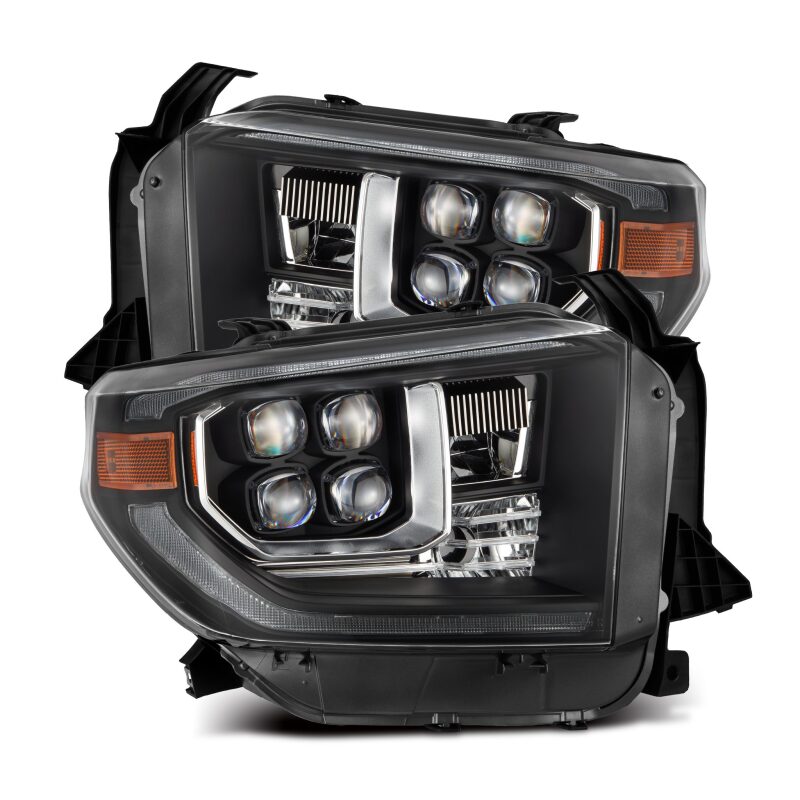 AlphaRex NOVA-Series black LED projector headlights with sequential signals for 2014-2021 Toyota Tundra
