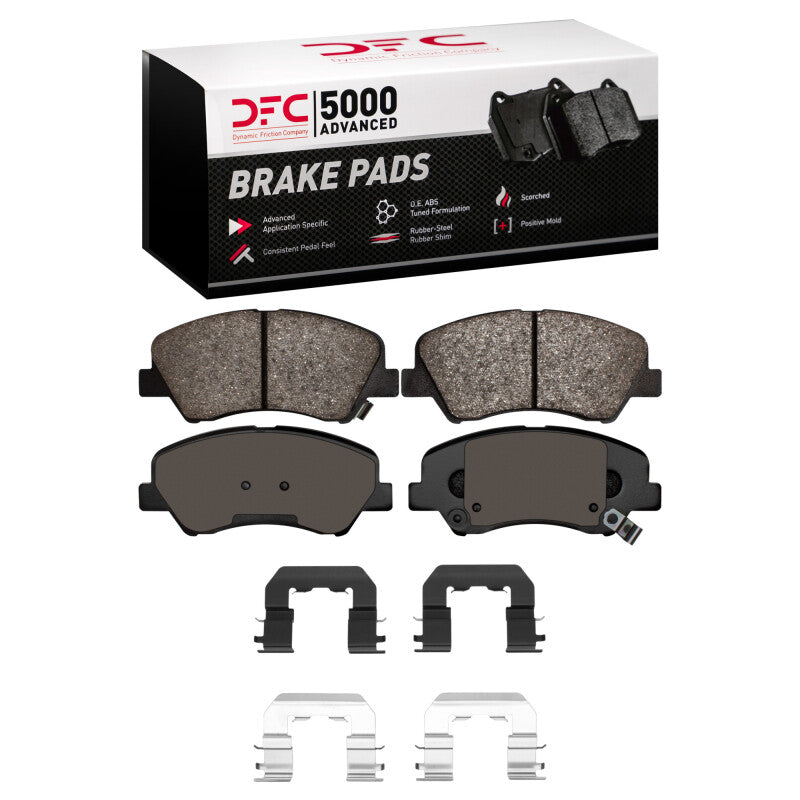 DFC 5000 Advanced Ceramic front brake pads and stainless steel installation hardware kit.