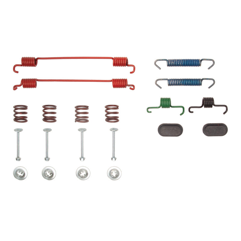 DFC rear drum brake hardware kit featuring return springs and hold-down pins for both rear wheels.