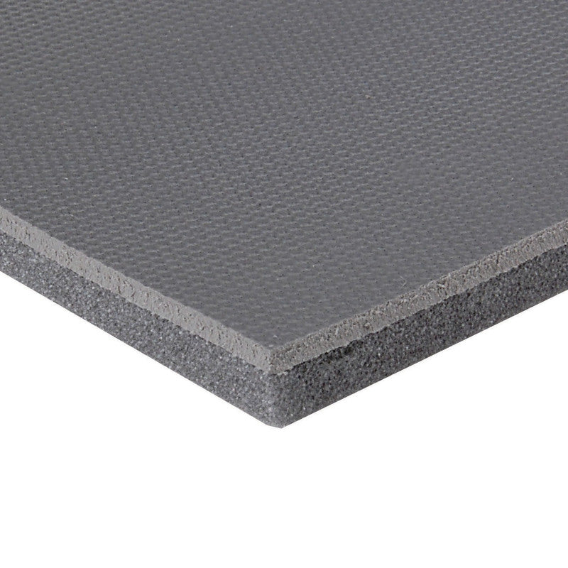 DEI Boom Mat 50101 48x54 inch under-carpet sound deadening layer showing the dual-layer foam and barrier construction.