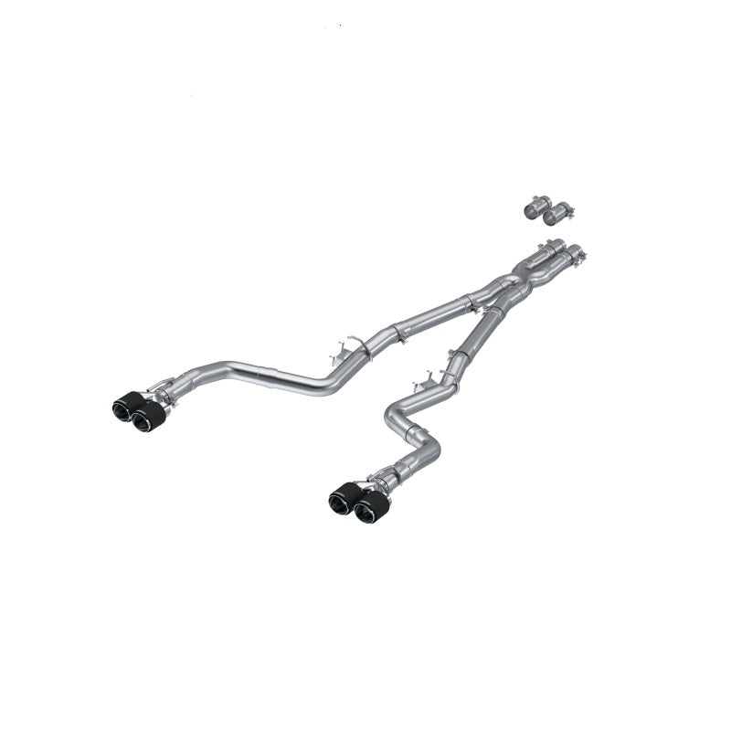 MBRP T304 stainless steel 3-inch Race Series cat-back exhaust with quad tips for Dodge Challenger