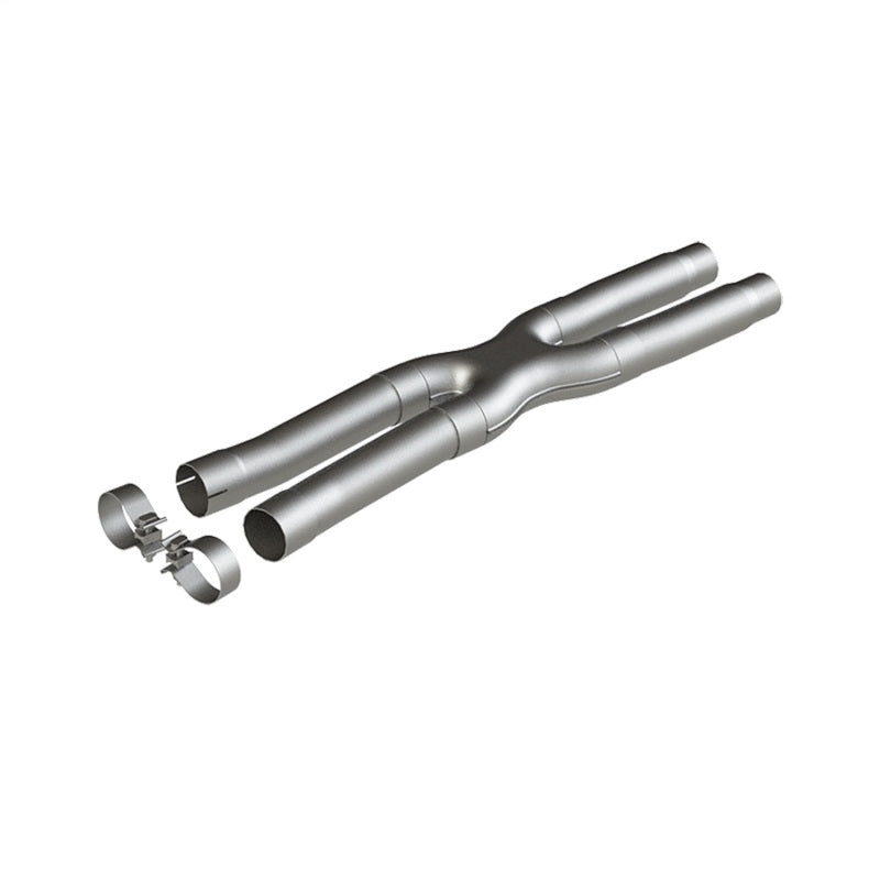 MBRP Armor Lite series 2.5-inch aluminized steel resonator delete X-pipe with mandrel-bent tubing.