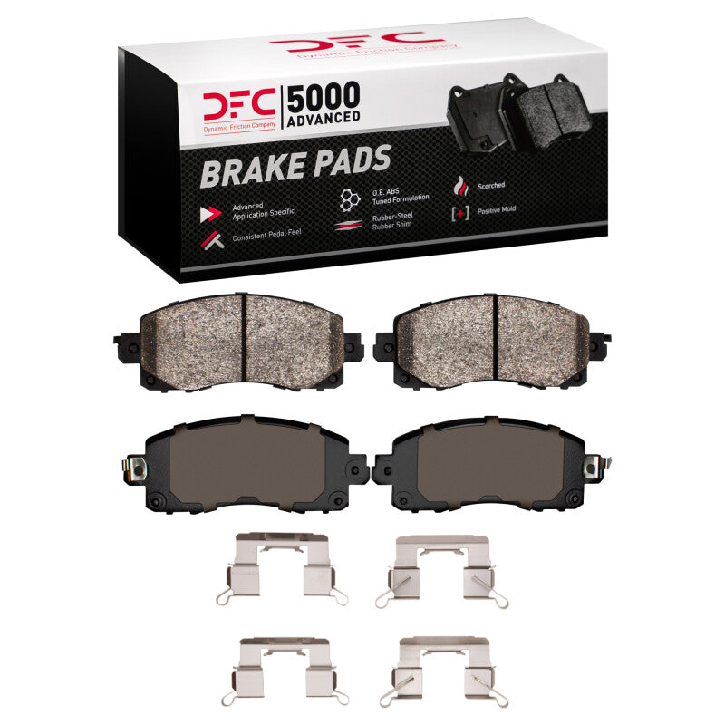 DFC 5000 Advanced Ceramic front brake pad set with premium stainless steel hardware clips