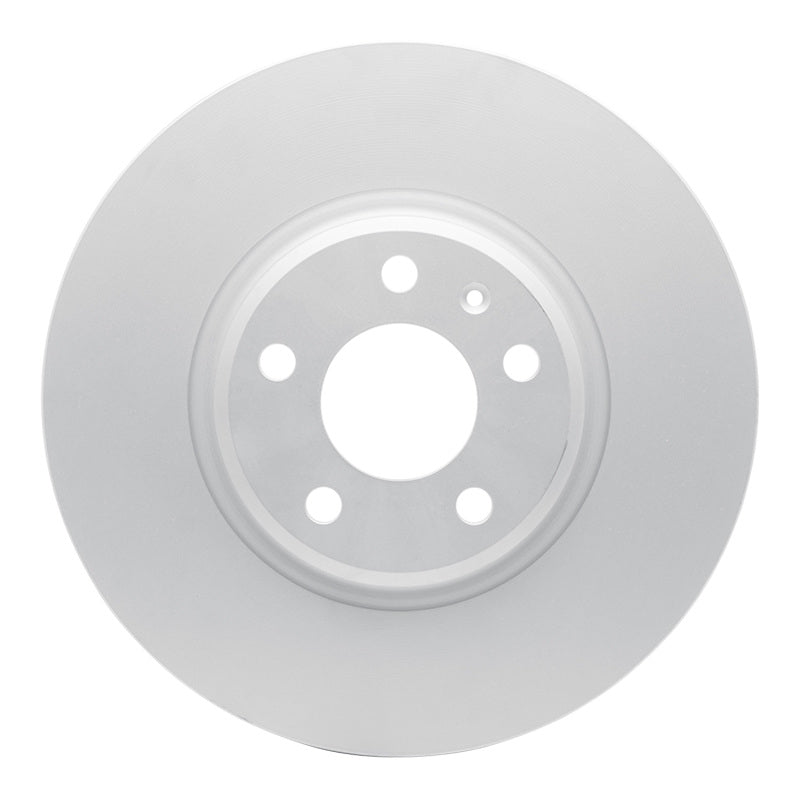 Silver DFC GeoSPEC coated front brake rotor showing the center hub and precision machined friction surface.