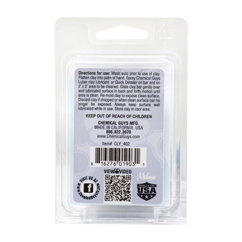 Gray Chemical Guys medium-duty detailing clay bar for automotive paint decontamination