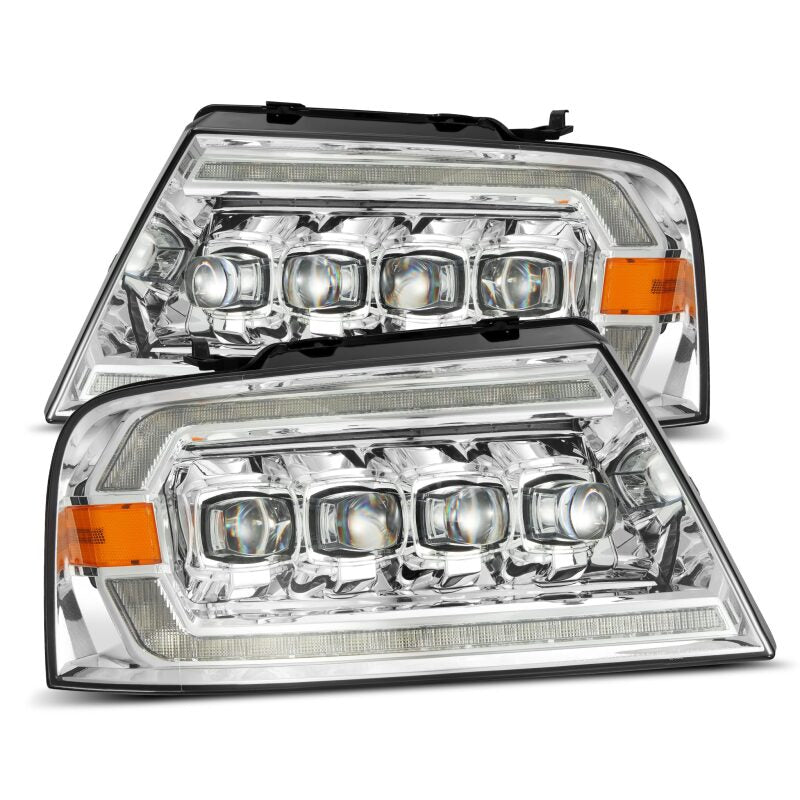 AlphaRex NOVA-Series Chrome LED Projector Headlights with Ice Cube 3D Optics for 2004-2008 Ford F-150