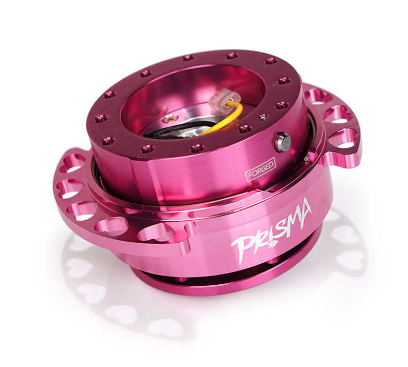 NRG Innovations Steering Wheel Quick Release Kit - Pink Body with Pink Heart Cutout Ring