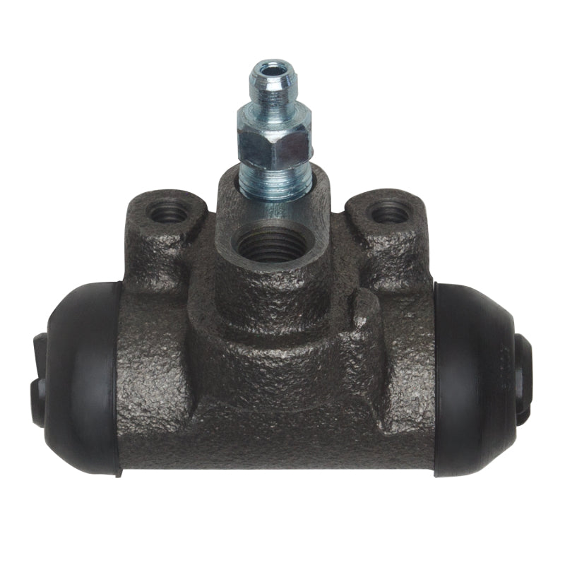 DFC 375-50011 rear brake wheel cylinder assembly with metal housing and rubber dust boots for drum brake systems.