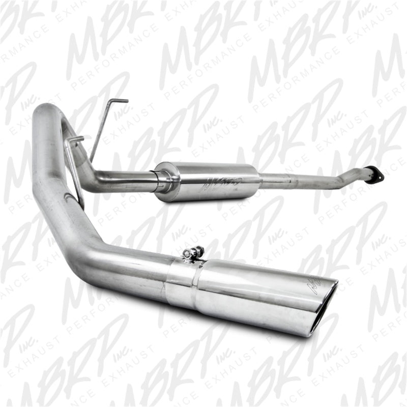 MBRP Armor Plus Series T409 stainless steel cat-back exhaust system with 3-inch tubing and polished tip.