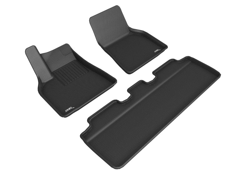 3D MAXpider Kagu Series Black All-Weather Floor Mats Full Set for 2020-2021 Tesla Model Y