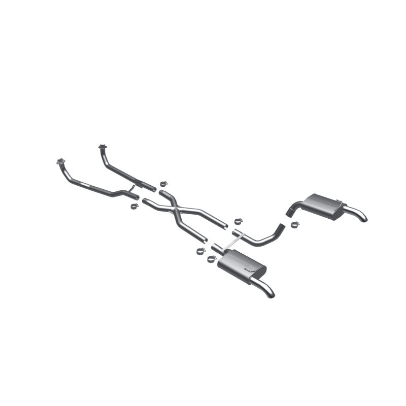MagnaFlow 16842 Street Series crossmember-back exhaust with stainless steel piping, mufflers, and dual turndown tips.