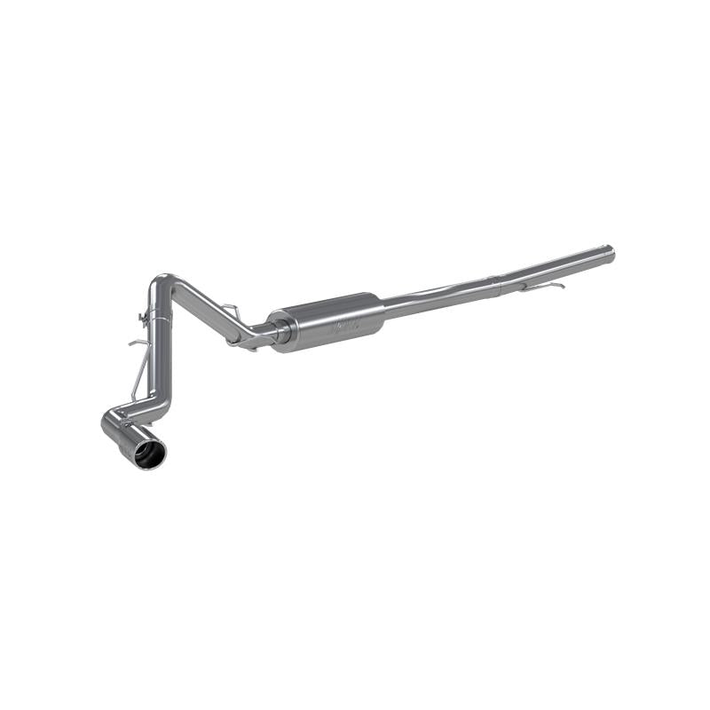 MBRP S5087AL 3-inch aluminized steel cat-back exhaust system with mandrel-bent tubing and a polished exhaust tip.