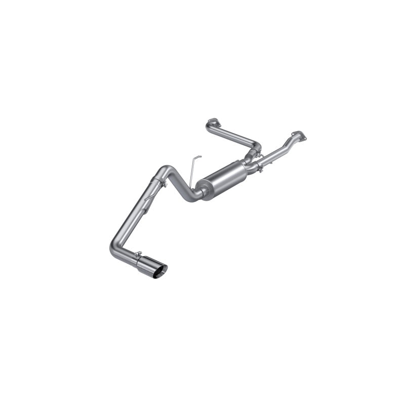 MBRP Armor Pro T304 stainless steel 3-inch cat-back exhaust system with a 4-inch mirror polished tip.