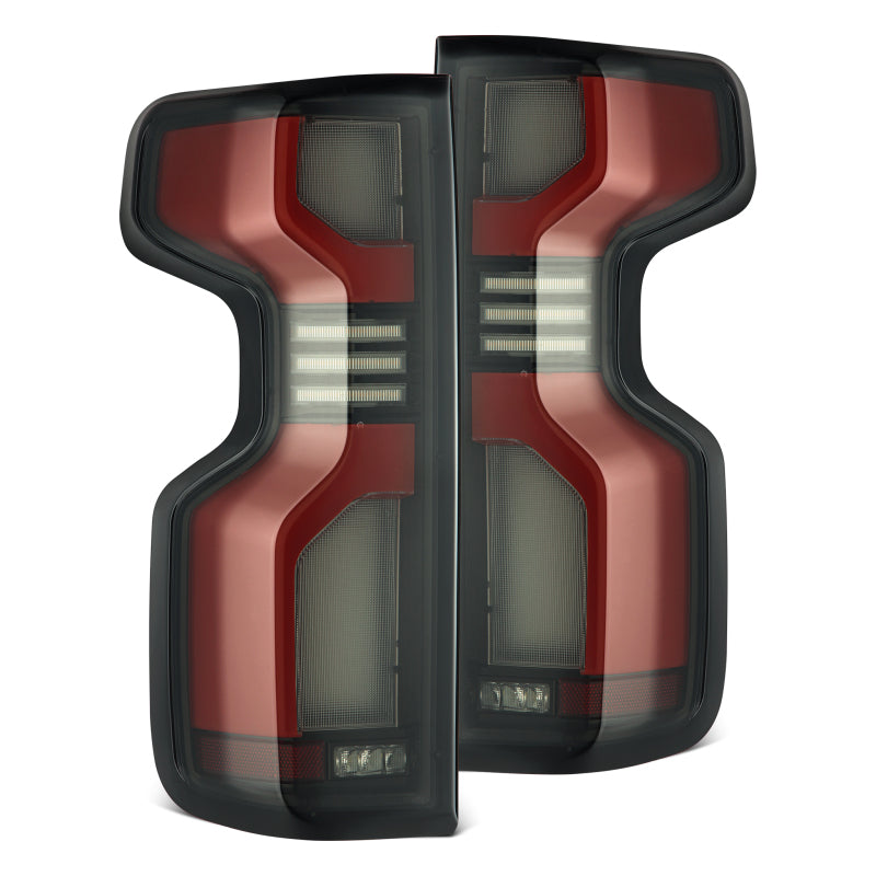 AlphaRex LUXX-Series Red LED Tail Light housings for 2019-2024 Chevrolet Silverado trucks