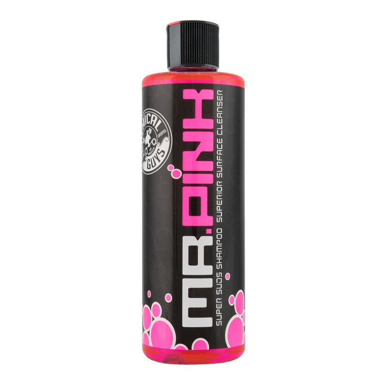 16oz bottle of pink Chemical Guys Mr. Pink Super Suds Shampoo and Surface Cleaning Soap