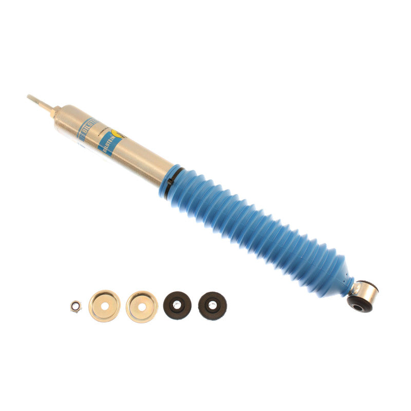 Bilstein B6 Series yellow monotube rear shock absorber with blue dust boot for Ford E-Series vans.