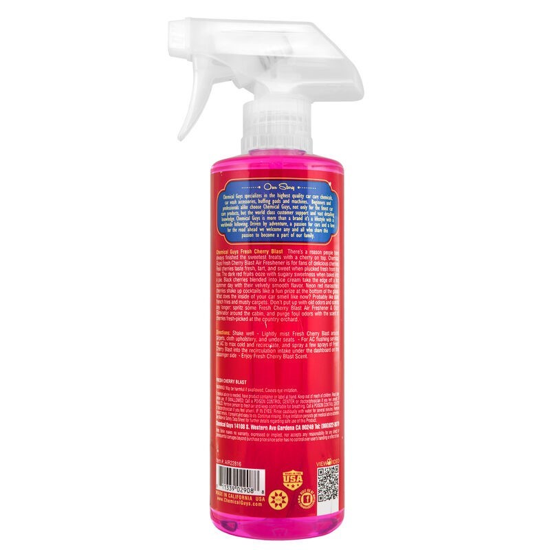16oz spray bottle of Chemical Guys Fresh Cherry Blast Air Freshener and Odor Eliminator