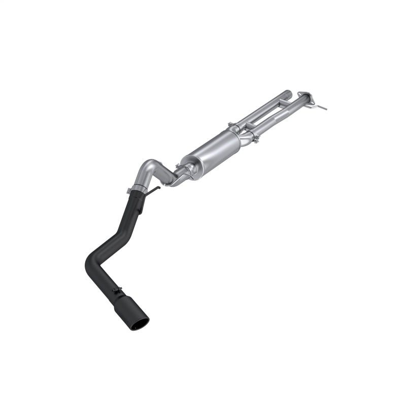 MBRP Armor BLK Series single side exit cat-back exhaust system with black powder-coated tailpipe and tip