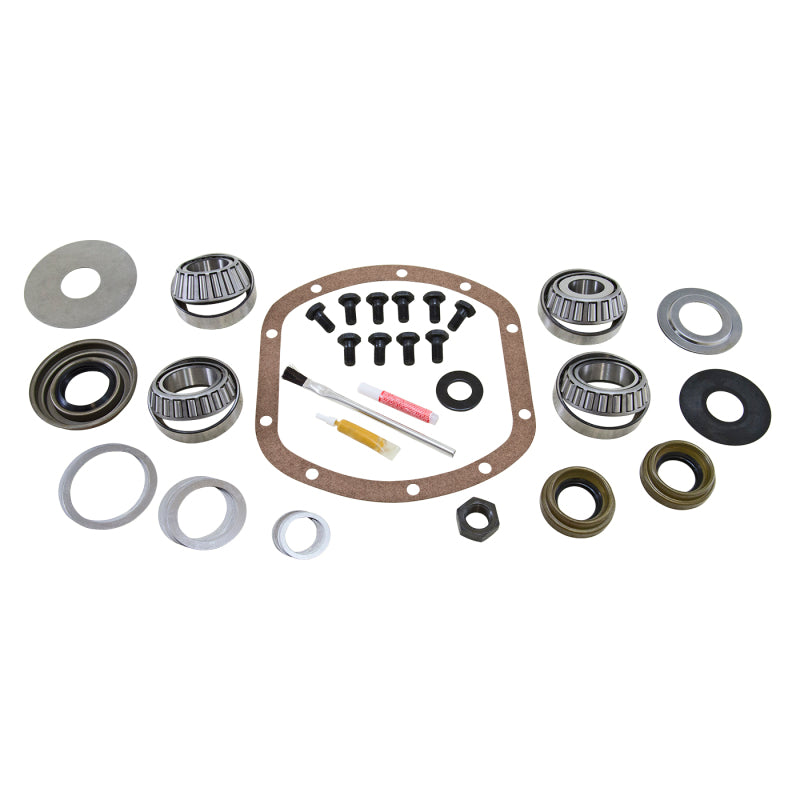 Yukon Gear Master Overhaul Kit for Dana 30 front differential featuring Timken bearings, seals, shims, and hardware.