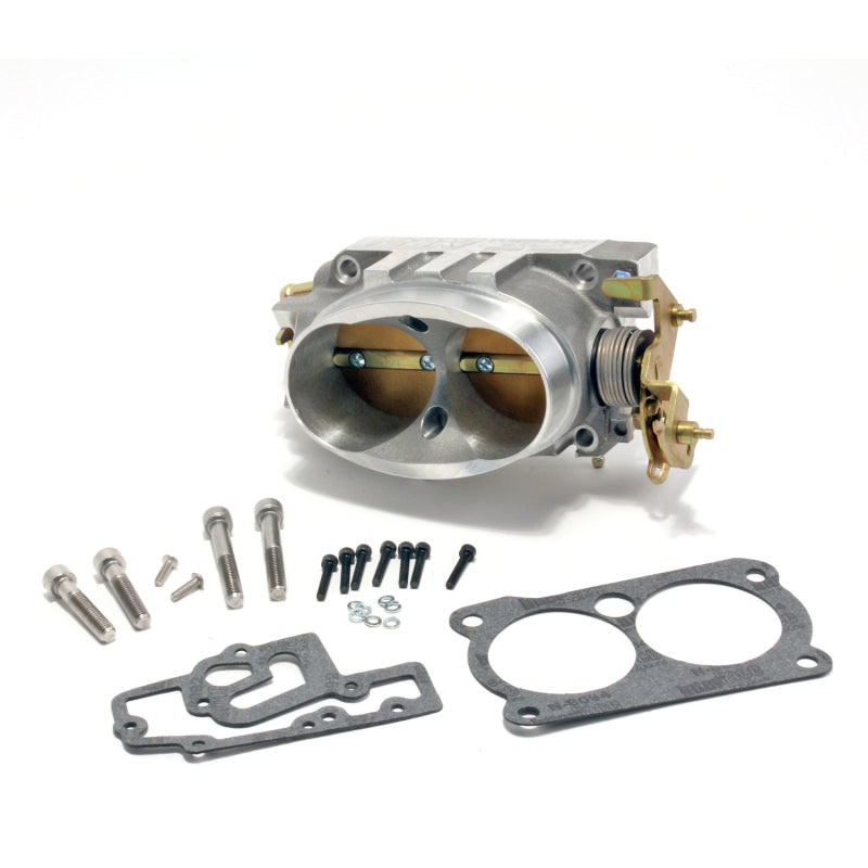 BBK Power Plus Twin 58mm throttle body CNC-machined from 356 aluminum for 1985-1988 Chevrolet and Pontiac V8 engines.