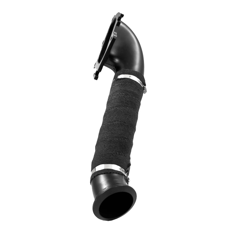 MBRP 3-inch black mandrel-bent turbo downpipe for 2001-2004 Chevrolet and GMC 6.6L Duramax engines.