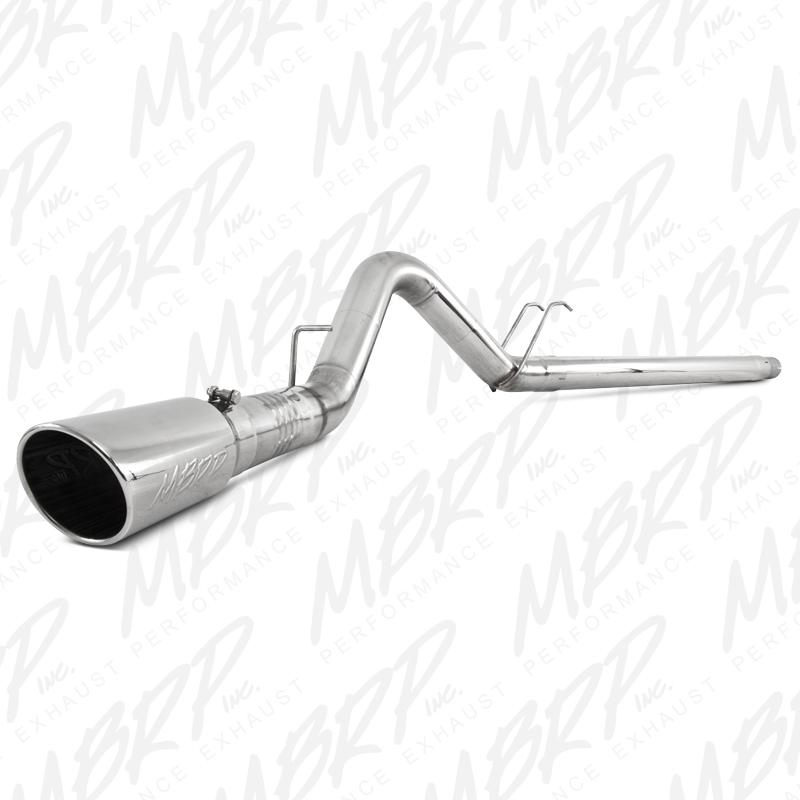 MBRP Armor Plus Series T409 stainless steel single-exit filter-back exhaust system for Ford 6.4L Super Duty.