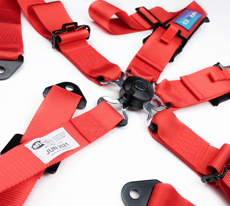 NRG Innovations 5-Point 3in Cam Lock Seat Belt Harness - Red